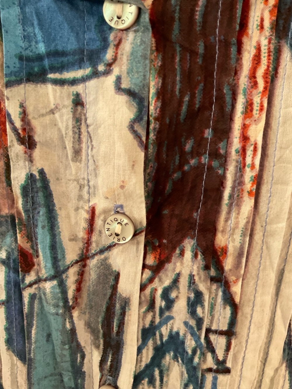 Abstract Scenic Button-Down Shirt - Blue Greece Italy Europe 21.5. By 28 inch - Picture 3 of 7